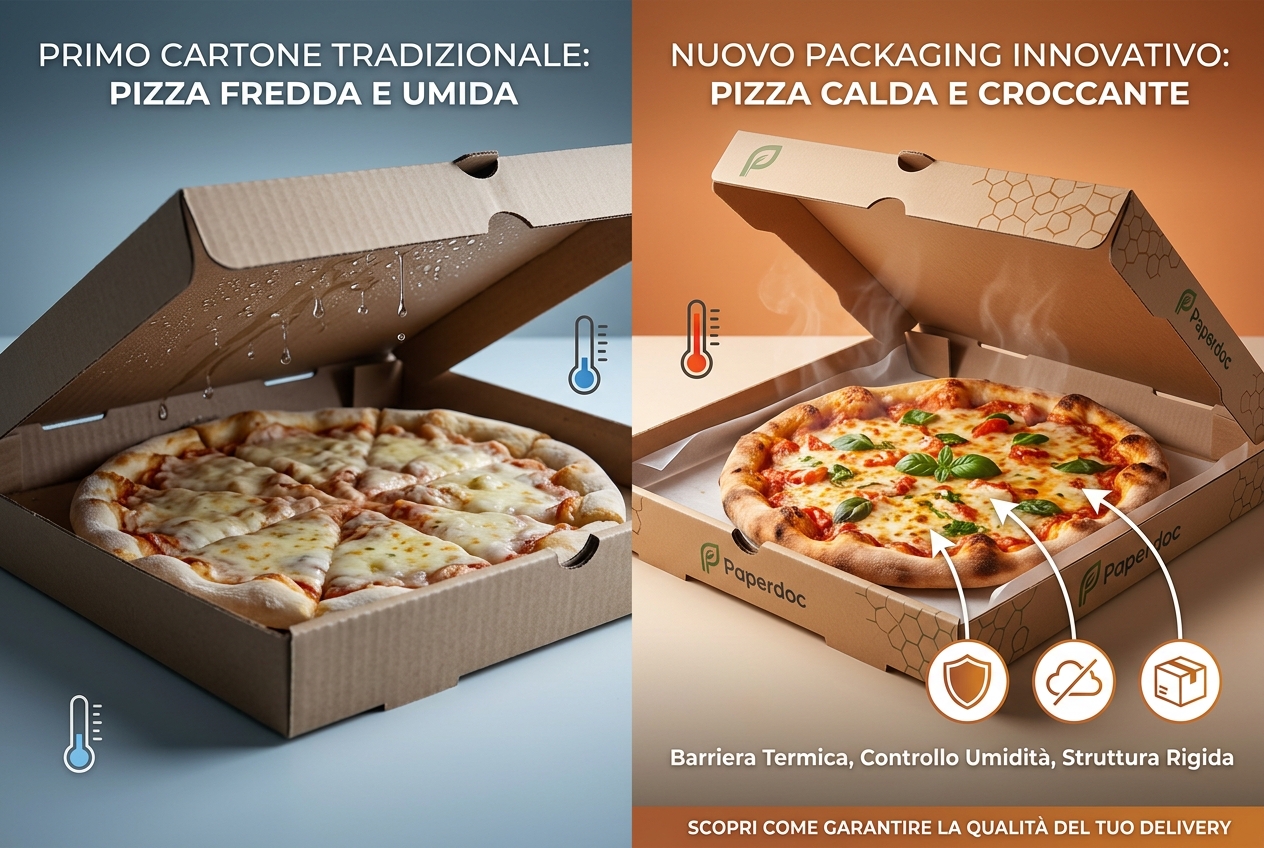packaging pizza che mantiene la temperatura durante il delivery